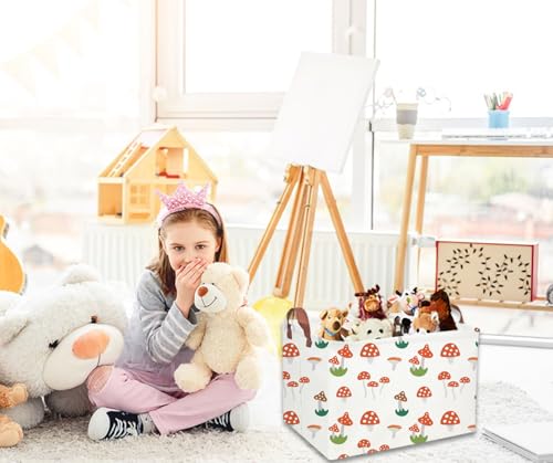 Image of Kids Basket Mushroom Baskets Boys and Girls Basket Rectangular Cute Storage Bin for Room Decor(Mushroom)