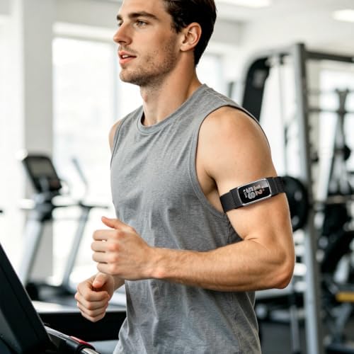 Zspoly Sportarmband Arm Ankle Band Compatible with Fitbit Charge 6/5 Bands, Elastic Nylon Adjustable Braided Oberarmband Bicep Band Jogging for Men Women - 5