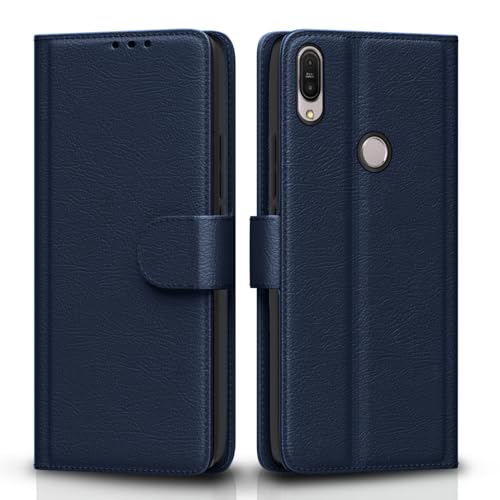 Image of Pikkme Asus Zenfone Max Pro M1 Flip Cover Leather Finish | Inside TPU with Card Pockets | Wallet Stand and Shock Proof | Complete Protection Flip Case (Blue)