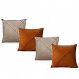 Kit 04 Almofadas Cheias em Suede Drapeada 45x45cm Decorativas Sala Quarto Sofá(2 Terracota 2 Avelã)