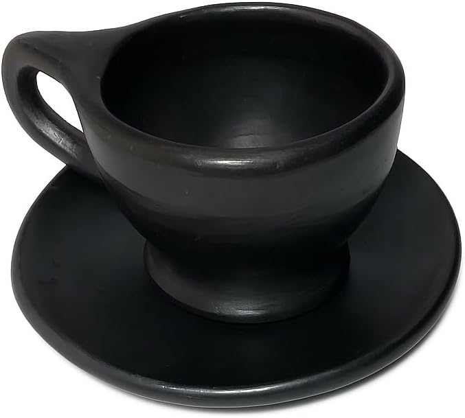 SET 6 PCS Coffee 4 Oz Mug Handmade Black Clay Unglazed Made in Colombia Eco Friendly