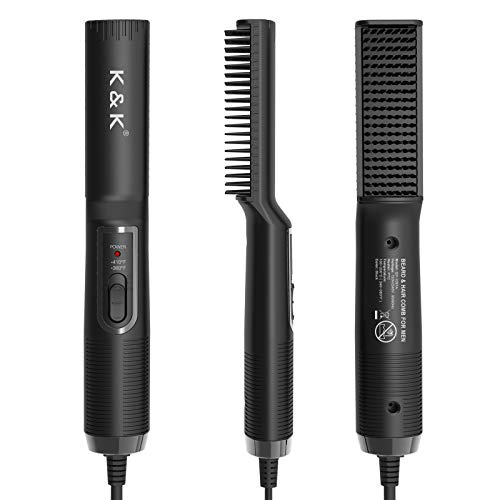 K&K Beard Straightener for men hair straightener styling comb strong teech rover Electric Hot comb multifunctional hair comb beard classy grooming beard tools portable hair brush for Travel & Gift