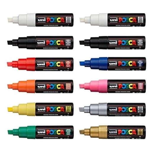 Posca Uni PC-8K Pluma de Pintura Arte Rotulador - Profesional 12 Juego de Bolígrafo - Extra Negro + Blanco