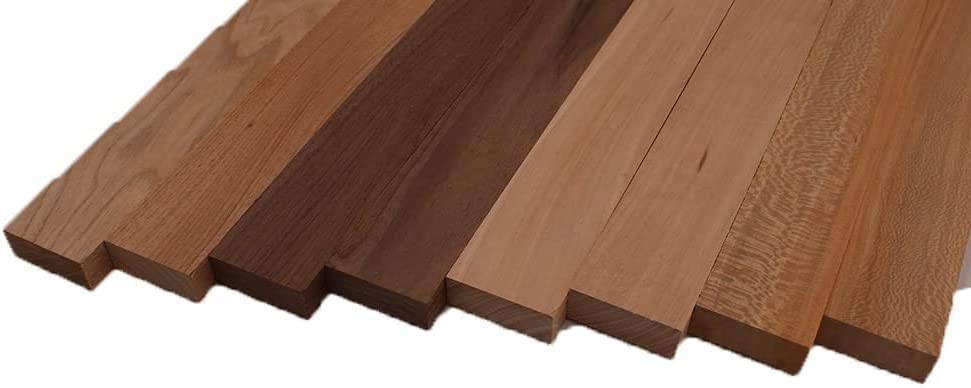 Barrington Hardwoods Domestic Exotic Variety Pack - Butternut, Walnut, Grey Elm, Quarter Sawn Sycamore - 3/4" x 2" (8 Pcs) (3/4" x 2" x 48")