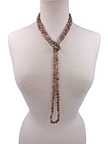 Mgr 60-Inch Faceted Gray Agate Stone Endless Infinity Long Beaded Necklace Or Multi Strand Beaded Necklace. #TOP1