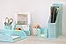 Teal Aqua Desk Organizer Office Desk Set - 5 Desktop Accessories for Women - Includes File Paper Tray Mail Letter Organizer Pen Cup Note Post-It Holder . Cute Decor for Storage Supplies Organizers
