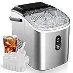 EUHOMY Ice Maker Countertop, Portable Ice Machine with Carry Handle, 26.5lbs Per Day, 9 Cubes in 6 Mins, Auto-Cleaning, with Basket and Scoop, for Home, Kitchen, Camping, RV (Silver)
