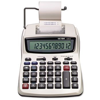 Victor® 1208-2 Calculadora de impressão em duas cores, compacta, 12DIGT BW2180NN (pacote com 2)