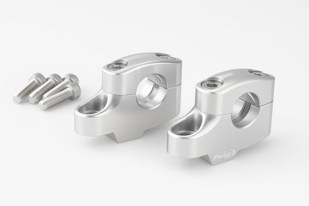 Puig 21811P Pullback Risers; improves riding ergonomics; sleek and functional design; made of machined anodized aluminum, Silver