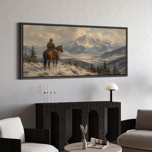 Image of MUDECOR Extra Large Framed Canvas Print Wall Art Cowboy Art for Living Room