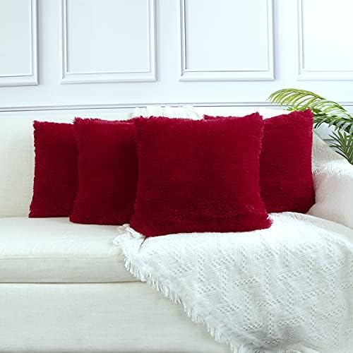 Sea Soft Lion Velvet Throw Pillow Case Cushion Cover Fashion Home Decorative Pillowcase 4-pack (Grey)