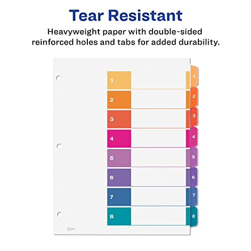 Avery 11186 8 Tab Dividers For 3 Ring Binders, Customizable Table Of Contents, Multicolor Tabs, 6 Sets thumb #4