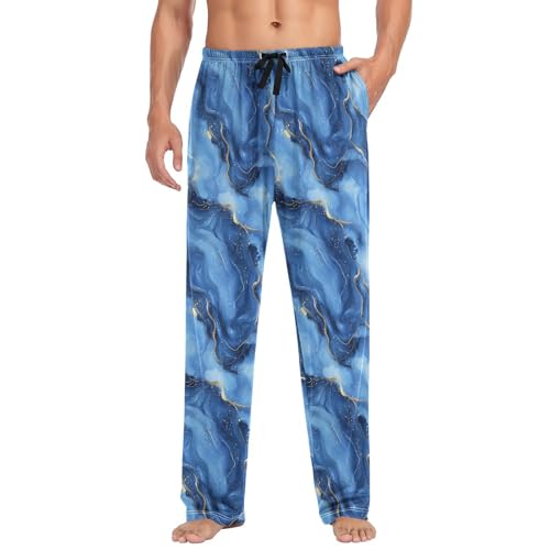 Blue Marble Men’s Pajama Bottoms Straight Leg Lounge Pants with Soft Touch Fabric