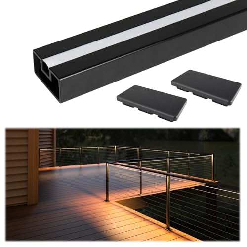 Muzata 6'6' Black Aluminum LED Cable Railing Handrail HL11 BPA