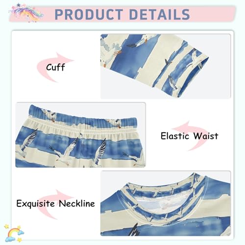 senya Seagull and Wave O Pajamas Set Long Sleeve Soft Cotton Sleepwear 2 Piece4