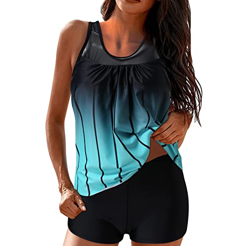 Maillot de bain grande taille 5XL : tankini bleu 2 pièces jupe - 3