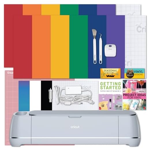 Cricut Maker 3 Cutting Machine with Rainbow Smart Vinyl Bundle - Electronic Craft Die-Cutting Machine with Variety Vinyl, Transfer Tape and Weeding Tools, Beginner Kit, Bluetooth Connectivity