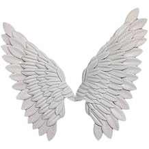 YLQFGUVWK Angel Wings Metal Wall Decor, 3D Vintage Wing For Bedroom Or Living Room, Antique FinishWhite