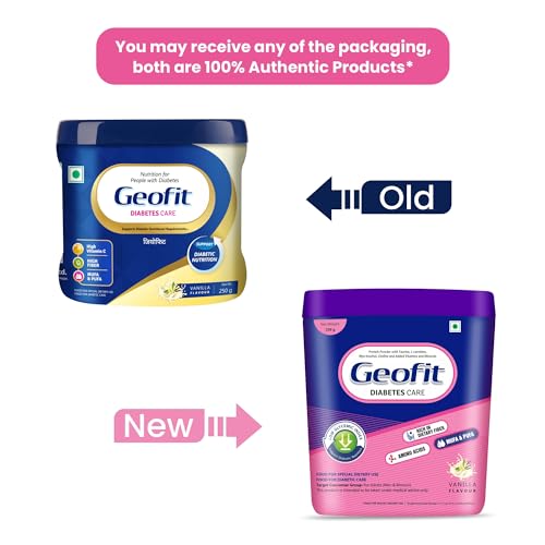 Image of Geofit Diabetic Protein Powder - Vanilla Flavour, 250g Each (Pack of 2) | Supports Gut Health, Digestion & Sugar Management | No Added Sugar | Rich in Fiber, Amino Acids & Antioxidants | For Men & Women