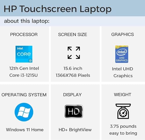 HP Laptop for Business and Student, 15.6" HD Touchscreen, Intel 6-Core i3-1215U Processor, 16GB RAM, 512GB SSD, lntel UHD Graphics, Windows 11 Home, with Microsoft Office Lifetime License - Image 4