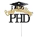 Congratulations PHD Cake Topper, PHD Graduation Cake Topper, Congrats PHD, Doctor DR PHD Graduation Party Decorations (Black and Gold Glitter)