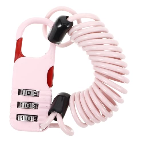 VANZACK Motorcycle Lock with Bike Sound Maker Hardened Steel Cable Portable Combination Lock for Scooters Backpacks Pink