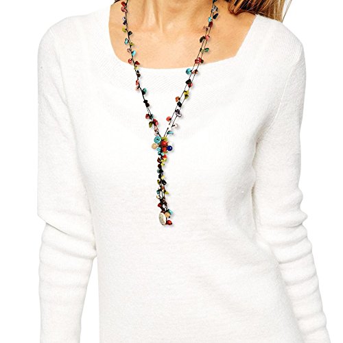 Aeravida Elegant Handcrafted Colorful Cluster Of Stones Multistrand Drop Statement Necklace, 25 Inch #TOP4