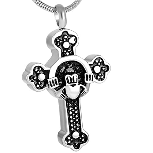 Urne de cendres pour hommes en pendentif étanche croix d'acier
