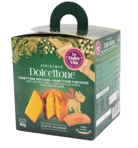 Christmas Dolcettone Panettone para perros. 80 gr (80 g, salmón)