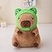 Ditucu Cute Capybara Plush Pillow with Wearable Frog Hat Stuffed Animal Capibara Plushies Toys Gifts for Kids Brown 13.7 inch