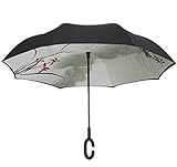 Paraguas invertido de doble capa independiente que se mantiene en pie por s&iacute solo paraguas de plegado invertido con mango en forma de C para mantener las manos libres mejor para viajar