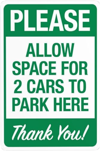 Dual Car Parking Space Reservation Reminder Sign 8"x12", metal security caution plaque, street business parking guidance for commercial lots and residential shared driveways