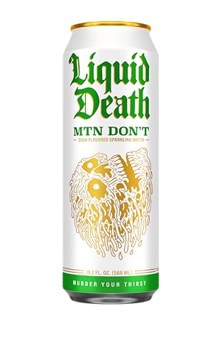 Liquid Death Soda-Flavored Sparkling Water - Mnt Don't (Lemon, Lime), Less Sugar*, Huge Flavor, No Caffeine, No Artificial Sweeteners, King Size 19.2 Fl Oz (Pack of 12)