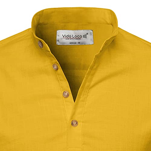 Image of Vida Loca Full Sleeve Mandarin Collor Cotton Casual Slim Fit Shirt for Men's