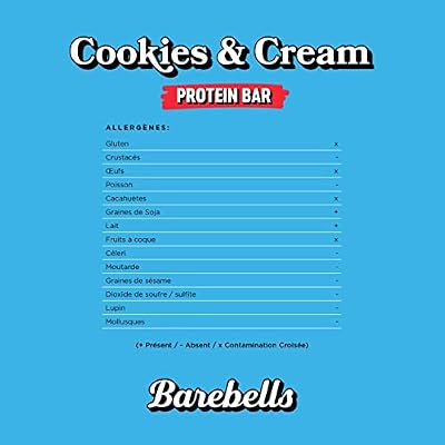 Barebells Barre de proteine 20g proteine, 12x55g chocolat protein bars (Cookies&Cream)