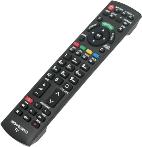 Replacement Remote Control N2QAYB000753 for Panasonic Viera Internet TV TX-L47E5B TX-L32D25BA TX-L32E5B TX-L37E5B TX-L42E5B TX-P42S30B TX-L47EW5 TX-LF42E30 TX-L32D28ES TX-L32E30E TX-L37E30E TX-L37E5E