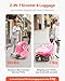VEVOR Ride-on Luggage, 20 L Capacity, 20 Inches Kids Scooter Suitcase with Flash PU Wheels, Adjustable Handle & TPR Non-Slip Grip, Foldable & Lightweight Scooter Luggage for Kids Aged 5+, Pink
