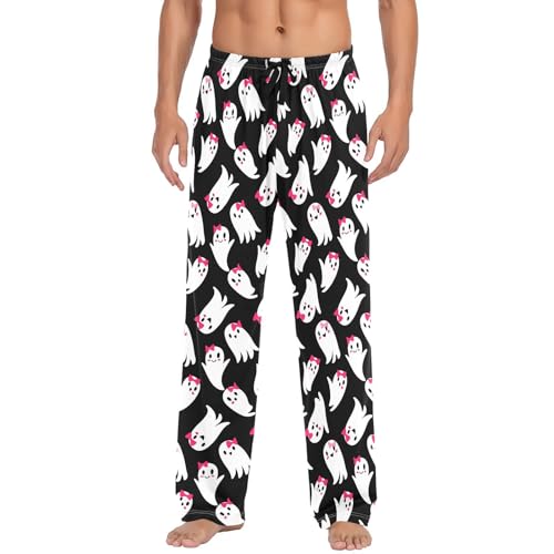 Spirits Pattern Men's Cotton Pajama Pants with Pockets and Drawstring Comfortable and Stylish,S2