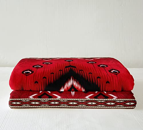 Exotic Fleece Blanket Red Aztec Blanket For Kids Child Boys Girls,Southwestern Throw Blanket Moroccan Mexican Style Blankets 90"X90",Ethnic Tribe Trippy Nordic Tribal Bohemian Decor #TOP2