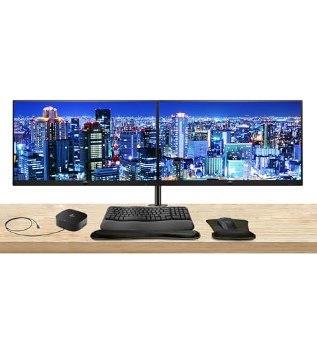 Image of HP Series 3 Pro 22-inch 322ph FHD 1080 LCD Monitor, 2-Pack Bundled with Desk Mount Dual Stand, USB-C Multiport G5 Dock, MK670 Wireless Keyboard & Mouse, Gel Mouse & Wrist Pad