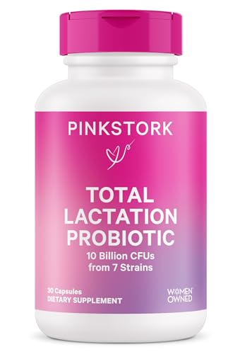 Image of Pink Stork Lactation Probiotic - 10 Billion CFUs Multi Strain Postnatal Probiotics for Breastfeeding Women - Support Breast Milk & Gut Health, Postpartum Essentials, 30 Capsules