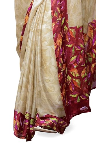 Image of MIRCHI FASHION Saree for Woman Chiffon Geometric and Leaf Printed | Lightweight Daily Regular Use Comfortable Women's Sari with Blouse Piece (Available in 15 Designs)