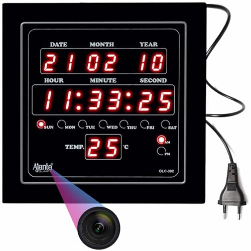 Image of Smart Digital Spy Wall Clock 4K Security Camera WiFi Enabled IP Cam for Home Office Showroom SD Card Support Upto 128GB,32GB SD Card inbuilt