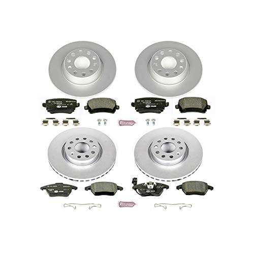 Image of PowerStop Euro-Stop Fully Coated Front and Rear Brake Kit For Audi A3 2006-09 |A3 Quattro 2006-09 |Volkswagen GTI 2006-10 |Jetta 2006-10 - ECE-R90 Certified Brake Pads + Disc Rotor Upgrade, ESK2260