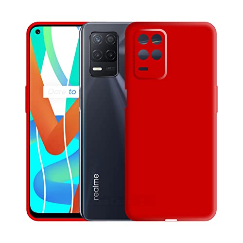 Image of Case Creation Liquid TPU Silicone Cover for Realme 8i Soft Case,Anti-Dirty Slim Case Frosted Matte Cute Candy TPU Raised Bezel (Splash of Color) Back Case Cover for Realme 8i - Glamour Red