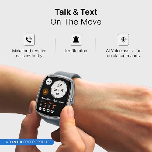 Image of TIMEX iConnect Calling Ace+ 1.83 inch(4.6 cm) 3D UI Display with Functional Crown and BT Calling Smartwatch for Unisex - TWIXW1502T