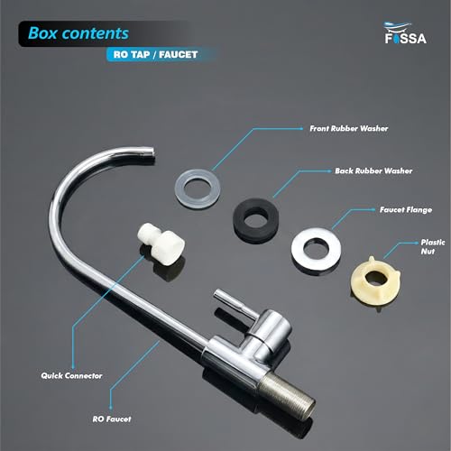 Image of Fossa RO Tap Kitchen Water Filter Faucet | 100% Lead-Free Drinking Water Faucet | 304 Stainless Steel Body | Brushed Nickel | Wall Mount Kitchen RO Tap (Chrome Finish)