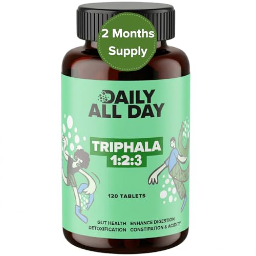 Image of Triphala 1 2 3 Ratio Tablets 120 for Constipation, Acidity & Gas Relief, Bowel regulator, Digestion, Gut Health, cleanse, For Eyes & Hair, Formula by Maharishi Vagbhata, Ayush Certified
