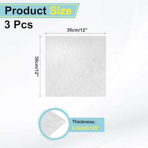 Image of MECCANIXITY 3 Pcs Glitter Pearl Acrylic Sheet,12 inch x 12 inch x 1 /8 inch Pearlescent Cast Pmma Plastic Sheets Extruded Translucent Blanks for DIY Art Crafting Laser Cutting & Engraving,White
