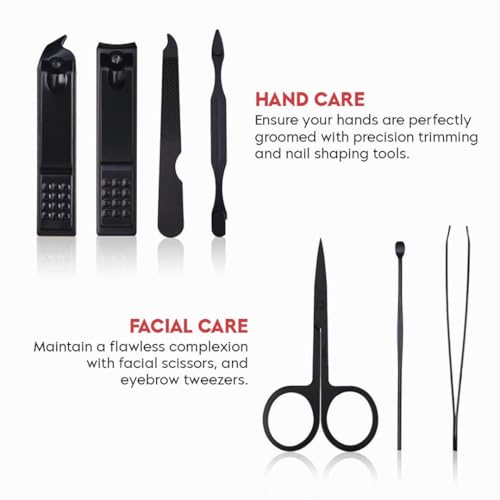 Image of Gleva Stainless Steel Manicure Set, Manicure Pedicure Kit, Eyebrow Scissor, Nail Cutter, Diagonal Nail Clipper, Nail File, Ear Pick, Nail Cleaner & Eyebrow Tweezer Personal Care Nail Clipper Kit For Men & Women (Set of 7)